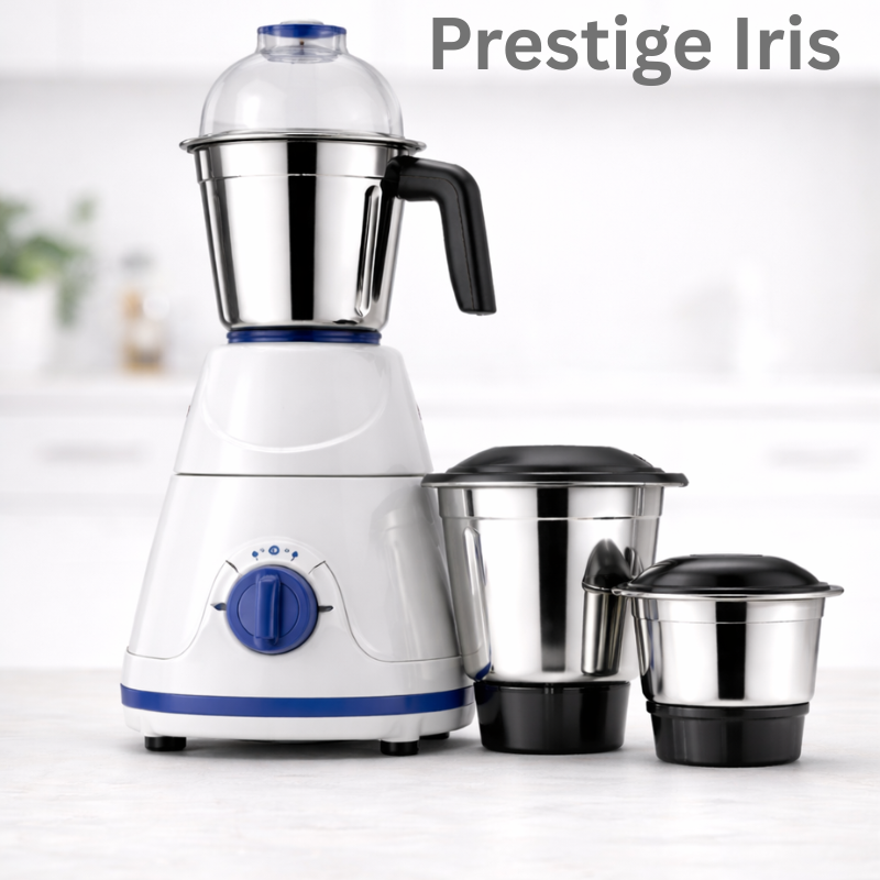 Prestige Iris 750W mixer grinder with three stainless steel jars