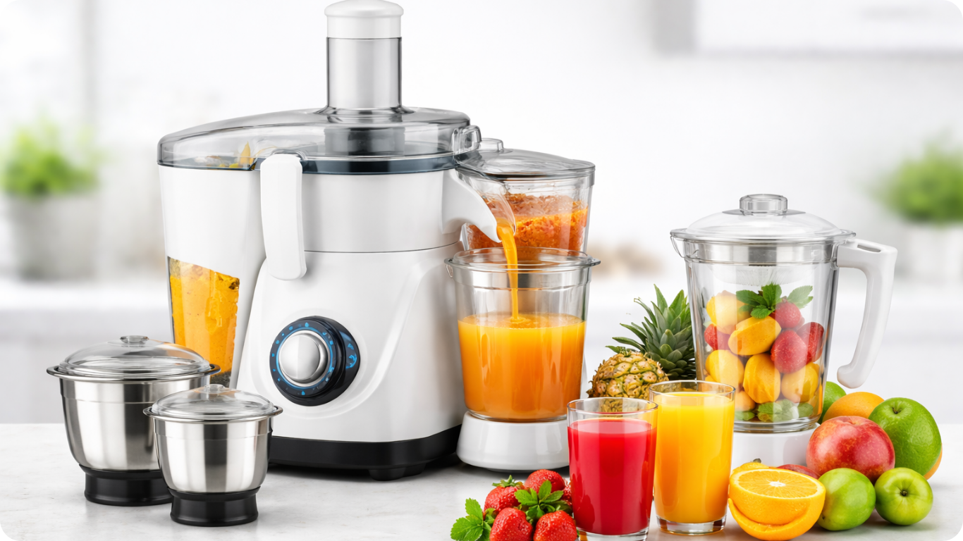Juicer mixer grinder with juicer attachment