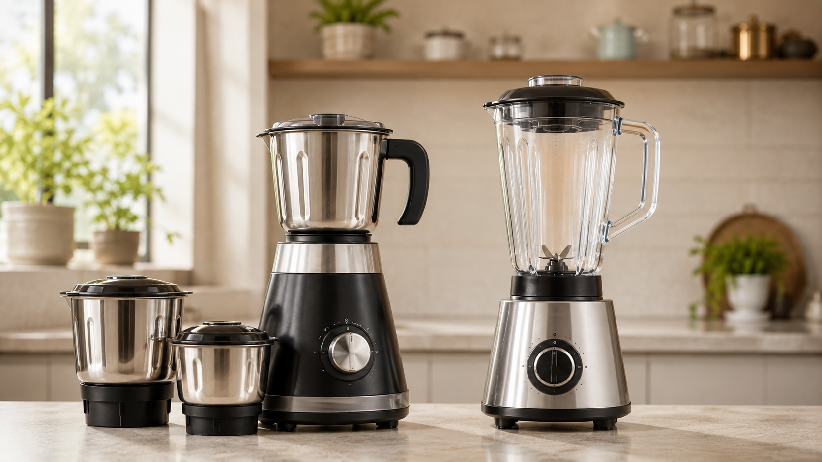 Jar and design differences between a mixer grinder and blender