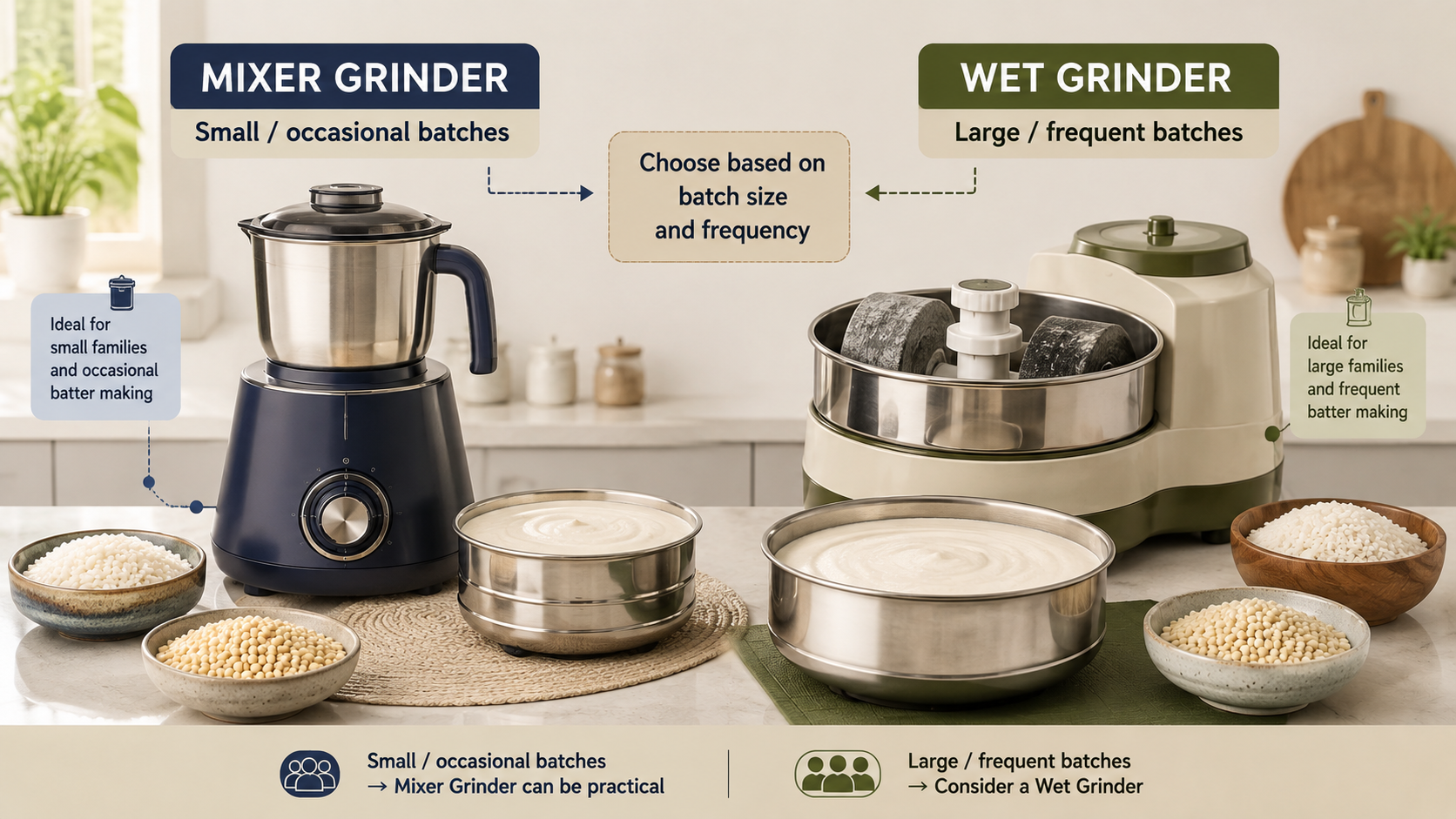 mixer grinder vs wet grinder for idli dosa batter